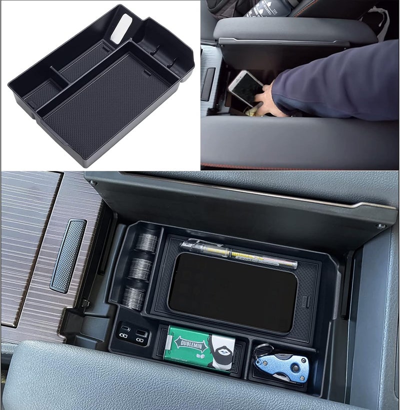 TOPINSTALL Center Console Organizer Compatible with 2021-2026 Toyota Sienna Accessories, Armrest Box Secondary Storage Tray Coin Container ABS Plastic-Black - Image 1